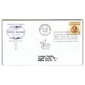 Scott #1084 1958 Simon Bolivar Champion of Liberty Stamp First Day Cover FDC